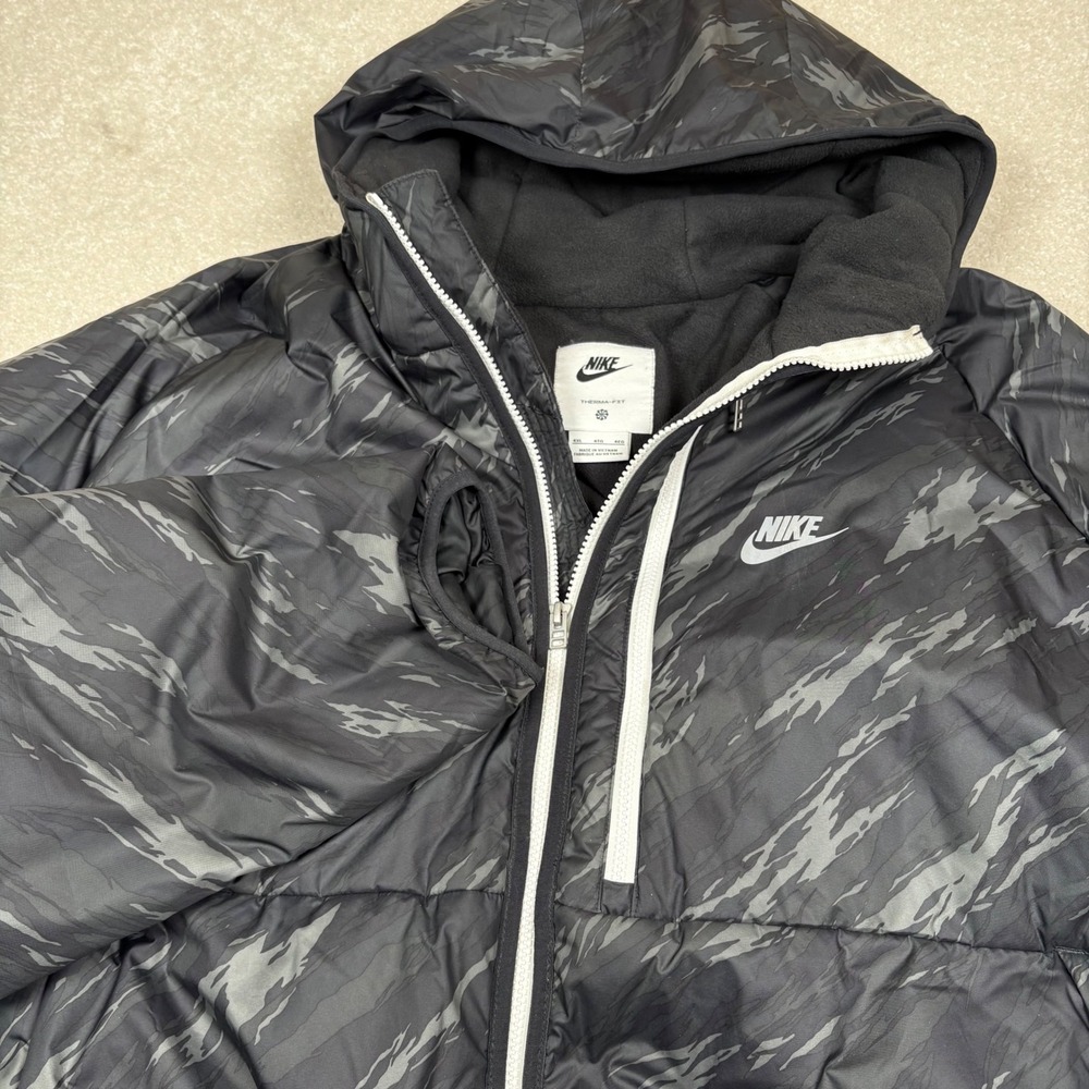 Nike Therma-Fit Legacy Puffer Jacket 4XL Black Green Tiger Camo DD6844-010 Mens